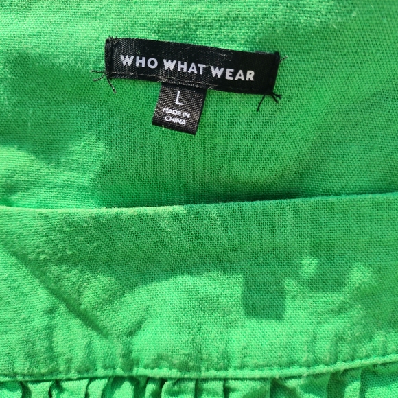 Who What Wear Green Linen Blend Dress - Picture 12 of 14
